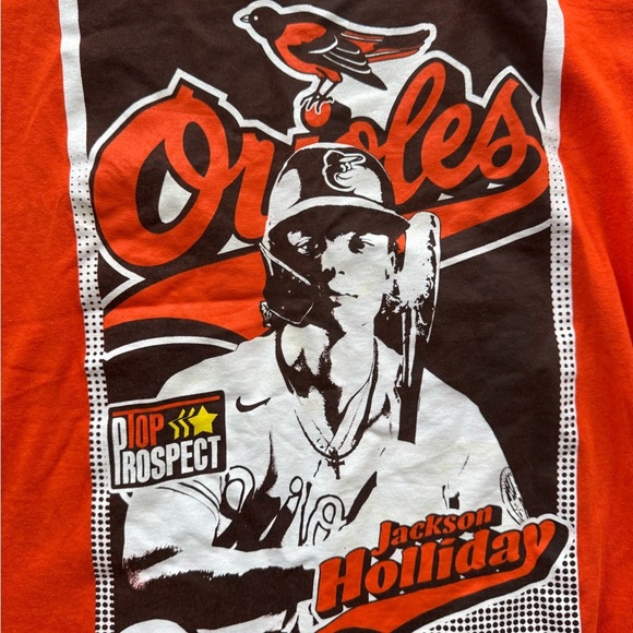 Baltimore Orioles Jackson Holliday Debut T-Shirt in Orange - Picture 11 of 11